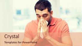  Presentation with home health care - Presentation theme with health care flu allergy hygiene background and a coral colored foreground