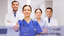  Presentation with health-care - Presentation enhanced with health care gesture and medicine background and a teal colored foreground