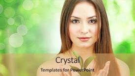  Presentation with beautiful green - PPT layouts featuring health care herbal - beautiful young woman on green background and a yellow colored foreground
