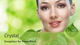  Presentation with herbal - Audience pleasing presentation consisting of health care herbal - beauty girl on the leaves backdrop and a  colored foreground