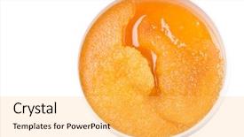  Presentation with container - PPT layouts consisting of health care herbal - honey body scrub in container background and a yellow colored foreground