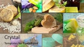  Presentation with natural - Theme enhanced with health care herbal - natural soaps collage background and a coral colored foreground