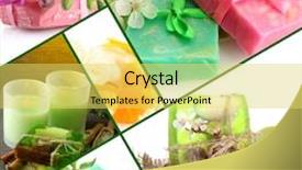  Presentation with microbiology dettol soaps - Slide set featuring health care herbal - natural soaps collage background and a yellow colored foreground