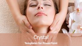  Presentation with medical spa massage outdoor balinese - Presentation theme consisting of health care herbal - spa massage young woman getting background and a coral colored foreground