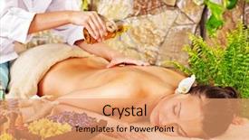  Presentation with spa - Audience pleasing slide deck consisting of health care herbal - young woman getting massage backdrop and a coral colored foreground
