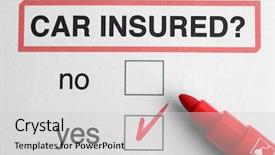  Presentation with insurance - Slides with health care liabilities - car insurance concept felt pen background and a light gray colored foreground