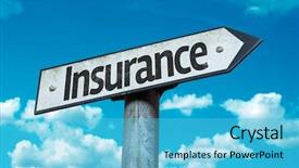  Presentation with health insurance - Theme enhanced with health care liabilities - insurance sign with sky background background and a light blue colored foreground