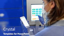  Presentation with virus disease - Amazing PPT theme having health-care-mail-delivery backdrop and a ocean colored foreground