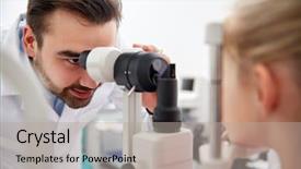  Presentation with eye medicine - Colorful theme enhanced with health care medicine people eyesight backdrop and a light gray colored foreground