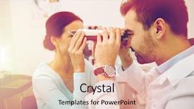  Presentation with eye medicine - Amazing PPT layouts having health care medicine people eyesight and technology concept - optometrist with pupilometer checking patient intraocular pressure at eye clinic or optics store backdrop and a lemonade colored foreground