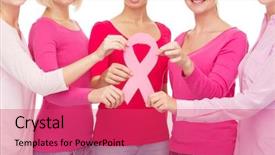  Presentation with pink ribbon breast awareness - Audience pleasing presentation consisting of health care organization - healthcare people and medicine concept backdrop and a  colored foreground
