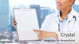  Presentation with medical concept - Beautiful presentation design featuring health care people and medical backdrop and a  colored foreground