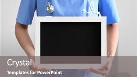  Presentation with female security officer - Slides featuring health care provider - female doctor with blackboard closeup background and a  colored foreground