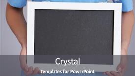  Presentation with female empowerment - PPT layouts enhanced with health care provider - female doctor with blackboard closeup background and a  colored foreground