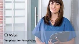  Presentation with nurse - Colorful PPT layouts enhanced with health care provider - female nurse in a modern backdrop and a light blue colored foreground