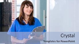  Presentation with nurse care - Slides with health care provider - female nurse in a modern background and a light blue colored foreground