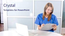  Presentation with nurse - Beautiful presentation featuring health care provider - female nurse in a modern backdrop and a  colored foreground