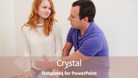  Presentation with husband and wife 3 d - Presentation theme featuring health care provider - husband pregnant wife groped background and a coral colored foreground