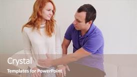  Presentation with husband and wife 3 d - Beautiful PPT theme featuring health care provider - husband pregnant wife groped backdrop and a coral colored foreground