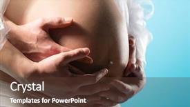  Presentation with pregnant woman - Slides with health care provider - pregnant woman and man touching background and a  colored foreground