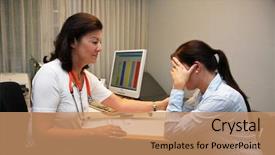  Presentation with health care reform - PPT theme with health care reform - doctor patient in conversation background and a coral colored foreground