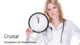  Presentation with clock - Slides having health care reform - full isolated portrait background and a white colored foreground
