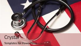  Presentation with reform - PPT layouts consisting of health care reform - stethoscope on american flag background and a red colored foreground
