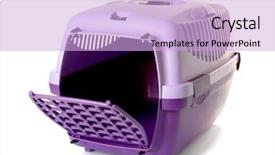  Presentation with pet - Beautiful PPT theme featuring health care safe security - pet plastic carrier isolated backdrop and a lavender colored foreground