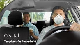  Presentation with safety driving - Amazing PPT theme having health-care-safety-and-pandemic backdrop and a dark gray colored foreground