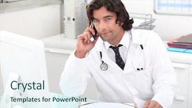  Presentation with medical social work - Beautiful presentation featuring health care social work - medical consultation backdrop and a sky blue colored foreground