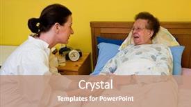  Presentation with senior care - Beautiful theme featuring health care social work - sick senior is visited backdrop and a coral colored foreground