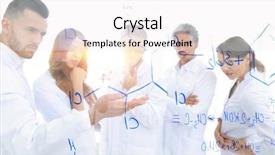  Presentation with strategy - Cool new presentation theme with health care strategy - group of laboratory employees backdrop and a sky blue colored foreground