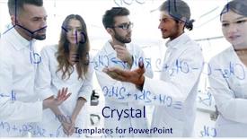  Presentation with strategy - Beautiful slide set featuring health care strategy - group of laboratory employees backdrop and a lemonade colored foreground