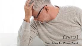  Presentation with home health care - Audience pleasing PPT layouts consisting of health care stress old age and people concept - senior man suffering from headache at home backdrop and a light gray colored foreground
