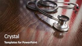  Presentation with grave marker american flag - Presentation design featuring emergency unit - stethoscope with american flag reflection background and a tawny brown colored foreground