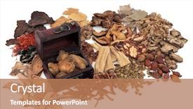  Presentation with traditional chinese medicine - Slide set enhanced with health care tcm - chinese herb ingredients used background and a coral colored foreground