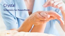  Presentation with acupuncture - Presentation with health care tcm - hand applying acupuncture needle background and a sky blue colored foreground