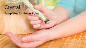  Presentation with professional - Slide set enhanced with health care tcm - hand holding professional moxa stick background and a  colored foreground