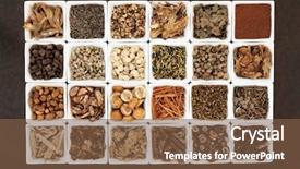  Presentation with herbal medicine - Amazing PPT layouts having health care tcm - large chinese herbal medicine selection backdrop and a tawny brown colored foreground