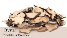  Presentation with fungus - Beautiful presentation theme featuring health care tcm - mushroom fungus used in chinese backdrop and a coral colored foreground