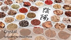  Presentation with yin yang - Cool new slide deck with health care tcm - yin and yang symbols backdrop and a coral colored foreground