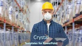  Presentation with work safety - Beautiful presentation featuring health-care-work-and-pandemic backdrop and a ocean colored foreground