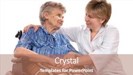  Presentation with elderly health - Theme with health care worker and elderly background and a coral colored foreground