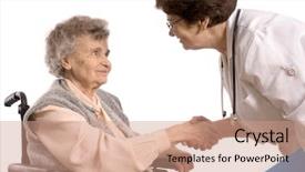  Presentation with elderly health - Theme featuring health care worker and elderly background and a coral colored foreground