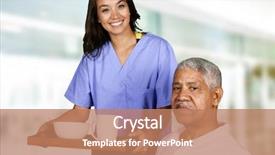  Presentation with elderly health - Beautiful slide deck featuring health care worker helping backdrop and a coral colored foreground