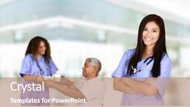  Presentation with elderly care - Slide deck having health care worker helping background and a  colored foreground