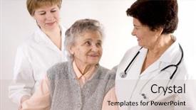  Presentation with care elderly - Beautiful presentation theme featuring health care workers and elderly backdrop and a soft green colored foreground