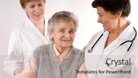  Presentation with community health nursing - PPT theme with health care workers and elderly background and a soft green colored foreground