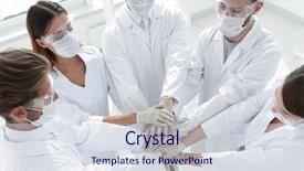  Presentation with health-care - PPT theme having health care workers demonstrating unity background and a sky blue colored foreground