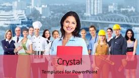  Presentation with career - Amazing PPT theme having health career - business woman with red folder backdrop and a coral colored foreground